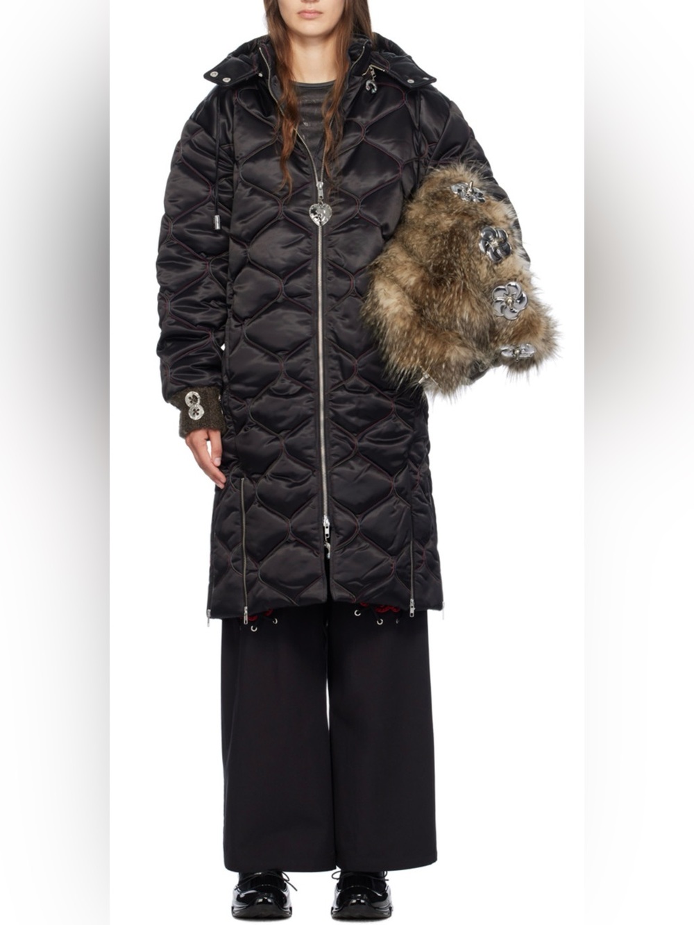 Chopova lowena Blaxk lovey long puffer coat NWT